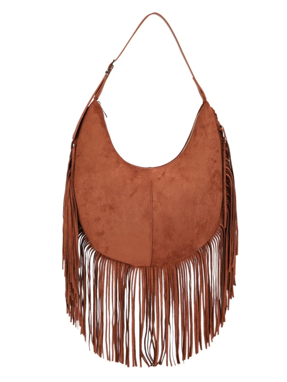 Suede Fringe Hobo Bag